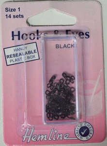 Hemline Hooks & Eyes Size 1 (14 sets)