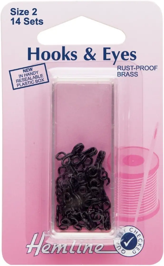 Hemline Hooks and Eyes size 2/14 sets black