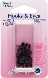 Hemline Hooks and Eyes size 2/14 sets black