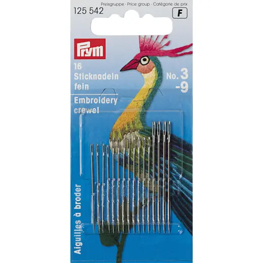 Prym 16 Embroidery needles No3- 125542