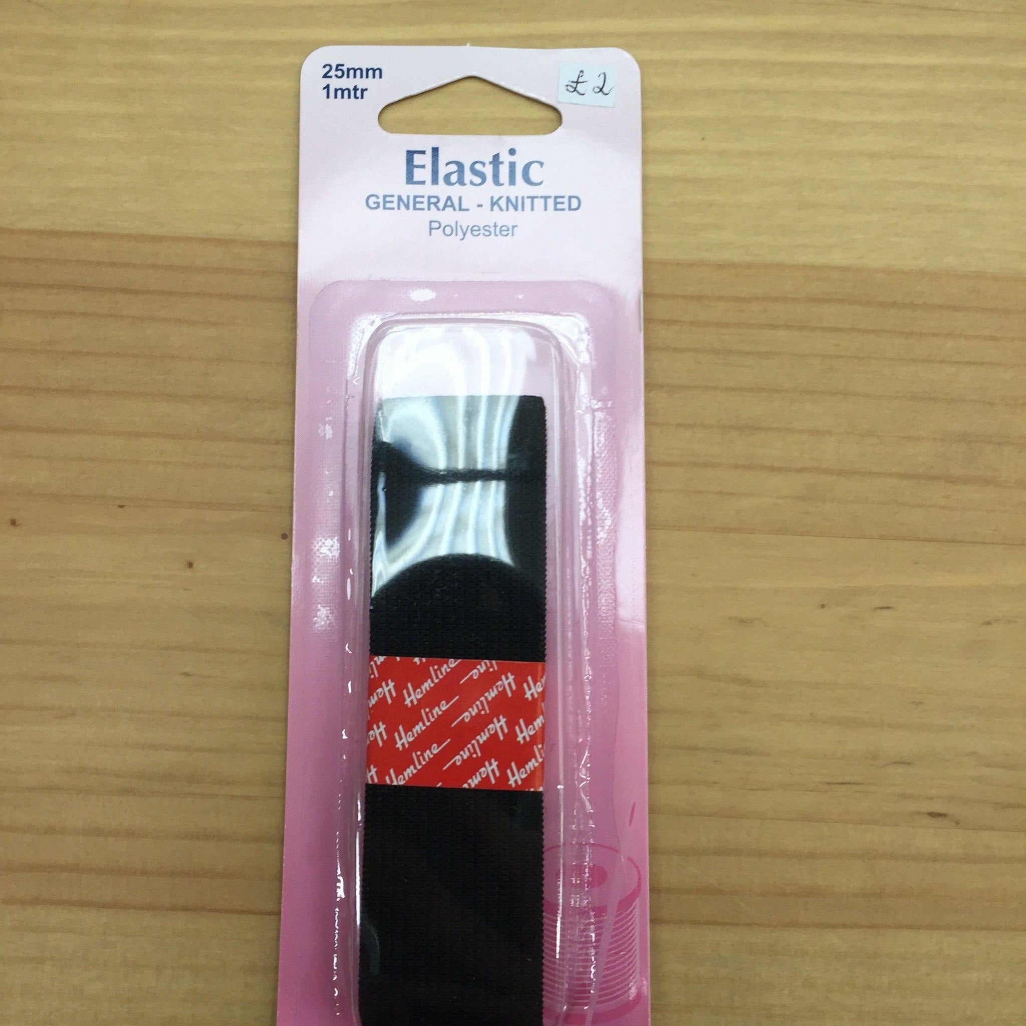 Hemline General Purpose Elastic Knitted 1mx25mm: Black-Sewing & Needlecrafts-Hemline-Fabric Mouse