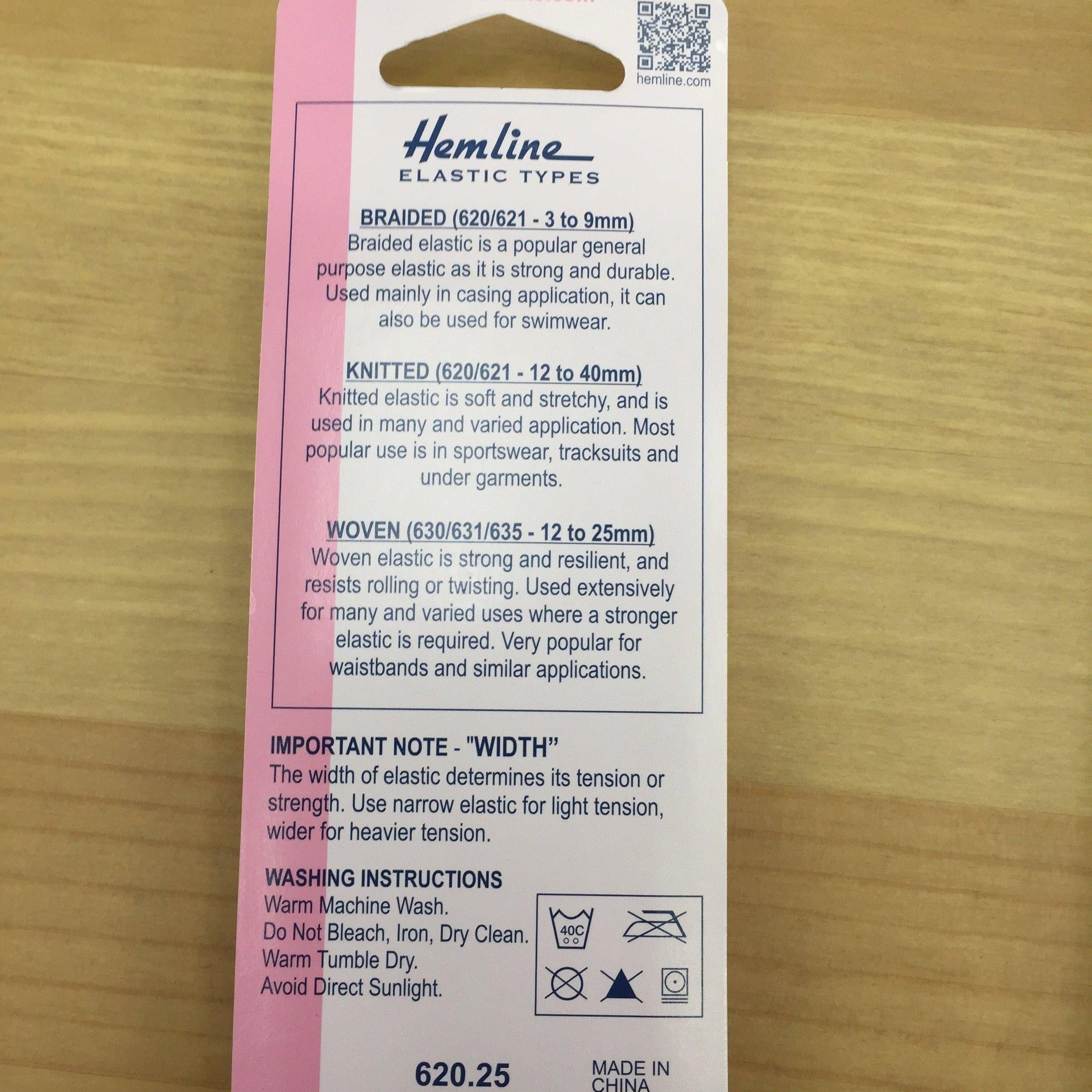 Hemline General Purpose Elastic Knitted 1mx25mm: White-Sewing & Needlecrafts-Hemline-Fabric Mouse