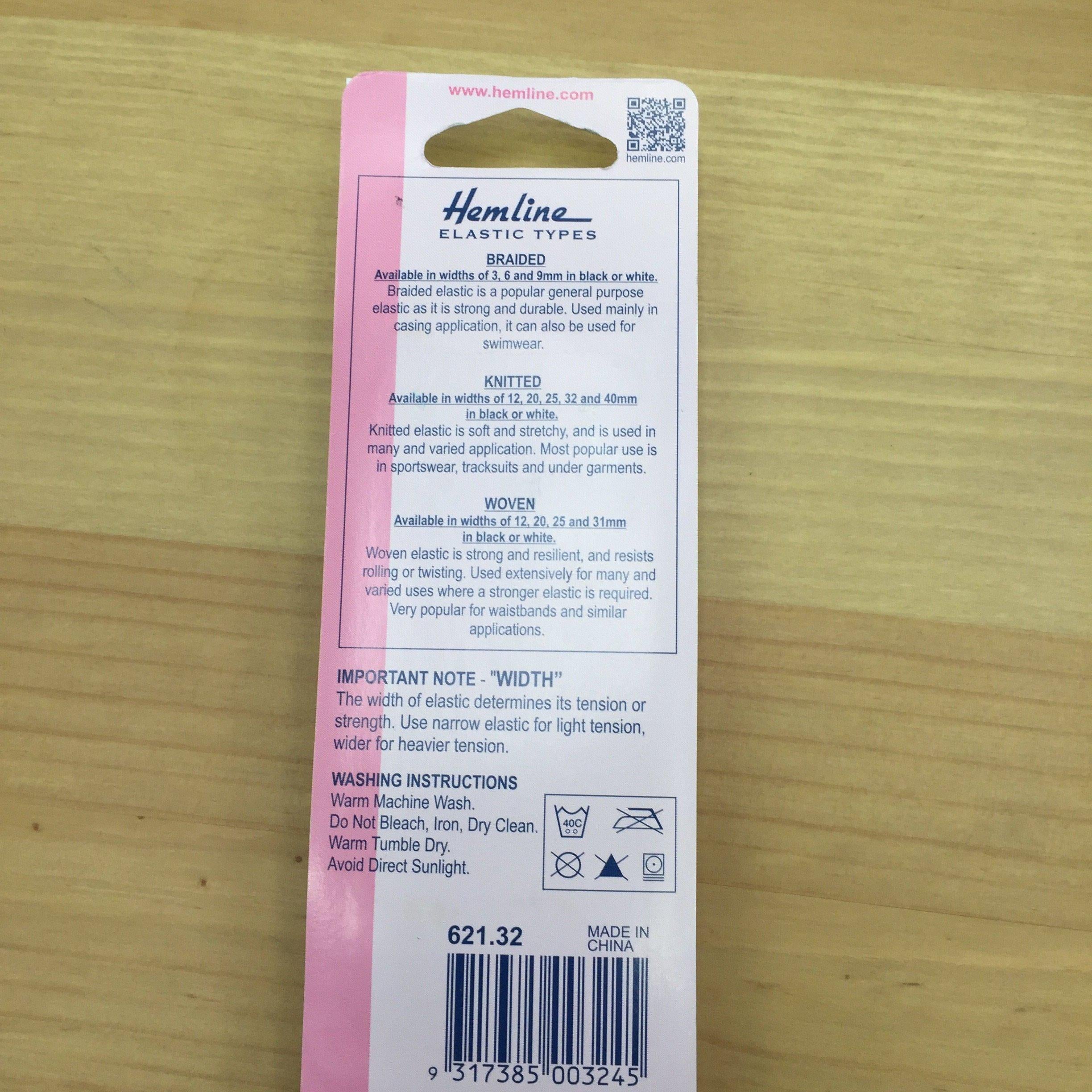 Hemline General Purpose Elastic Knitted 1mx32mm: Black-Sewing & Needlecrafts-Hemline-Fabric Mouse