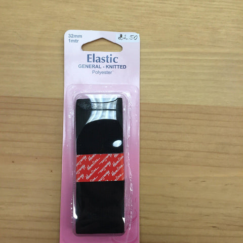Hemline General Purpose Elastic Knitted 1mx32mm: Black-Sewing & Needlecrafts-Hemline-Fabric Mouse