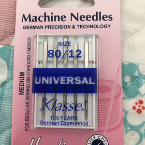 Hemline h100.80 universal sewing machine needles size 80/12 Hemline Sewing Machine Needles - Fabric Mouse