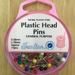 Hemline Plastic Head Pins H678-Pins & Needles-Hemline-Fabric Mouse