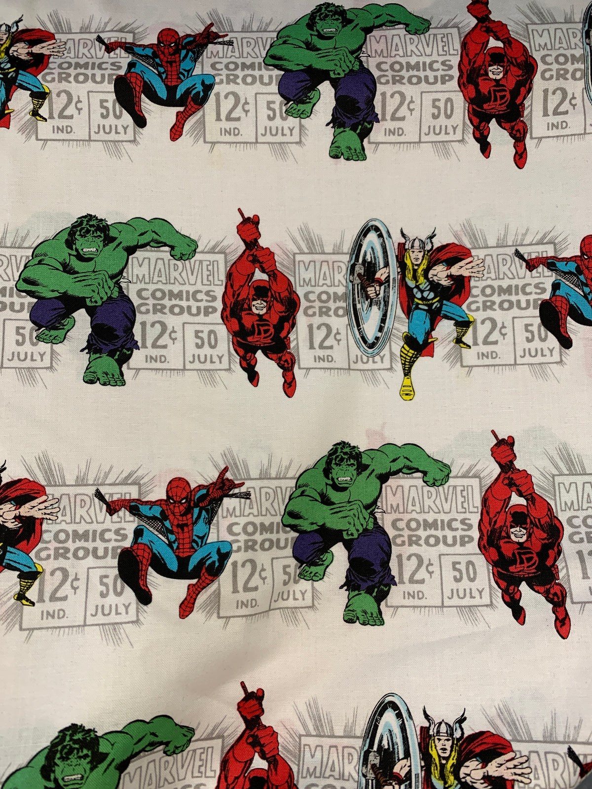 Superhero Fabric - Comics Groups On White LFB17