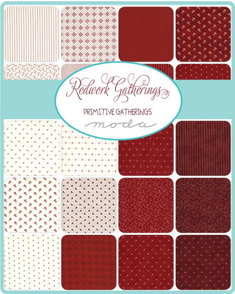 Moda - Redwork Gatherings by Primitive Gatherings Charm Pack - CP6