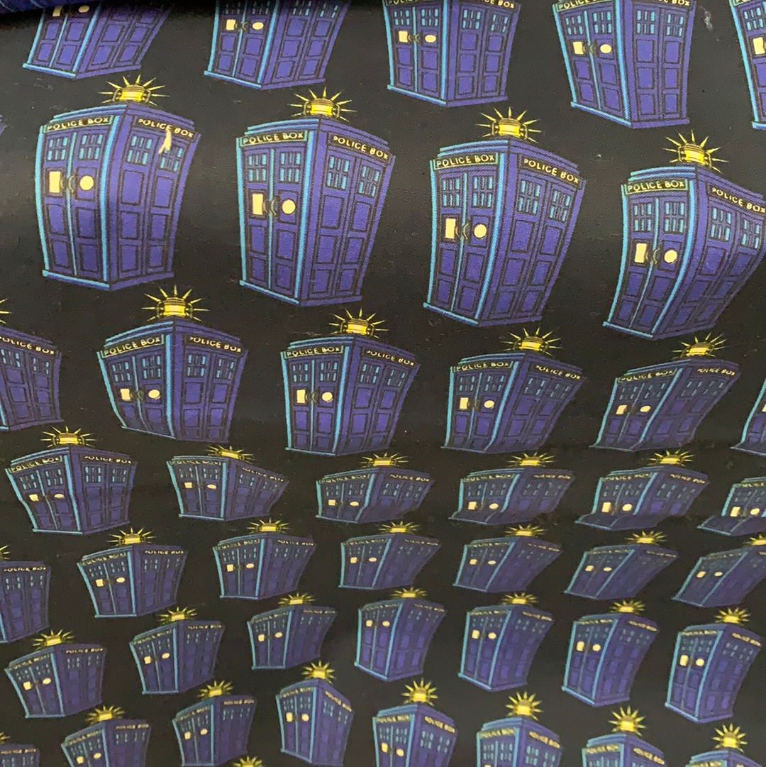 Doctor Who Fabric - Tardis On Black LFD07