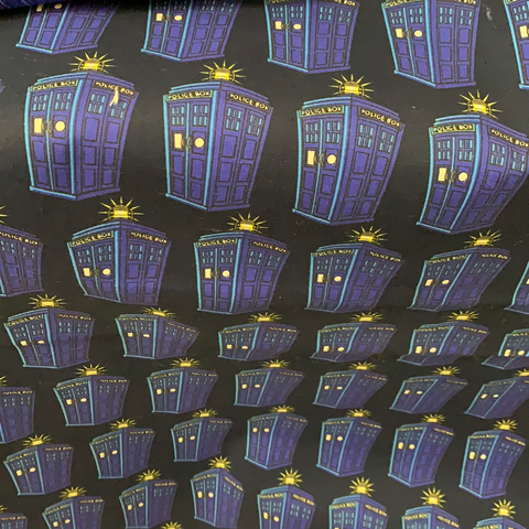 Doctor Who Fabric - Tardis On Black LFD07