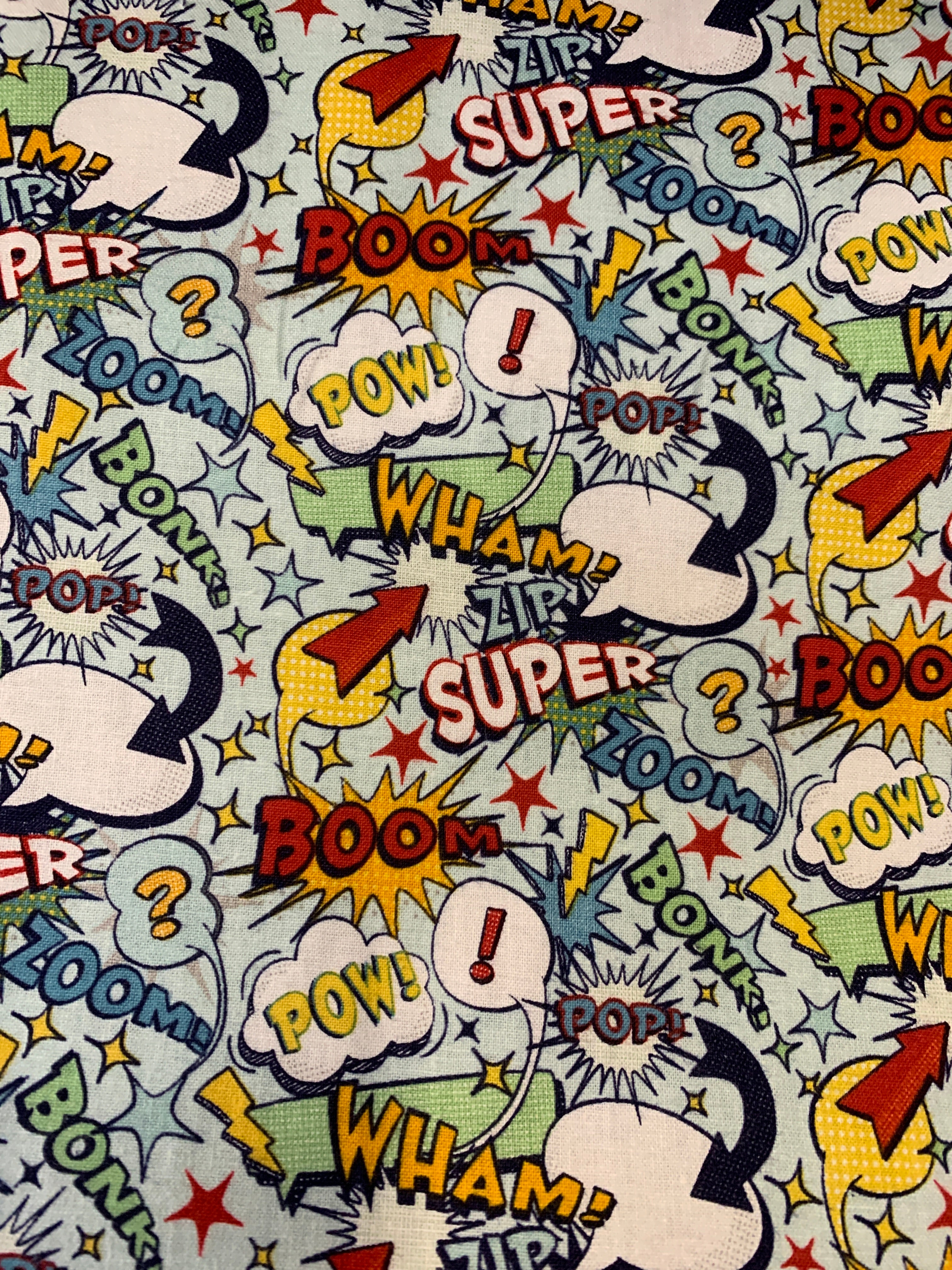 Comic Book Fabric - Novelty On Blue LFC03 - 1/2 Metre