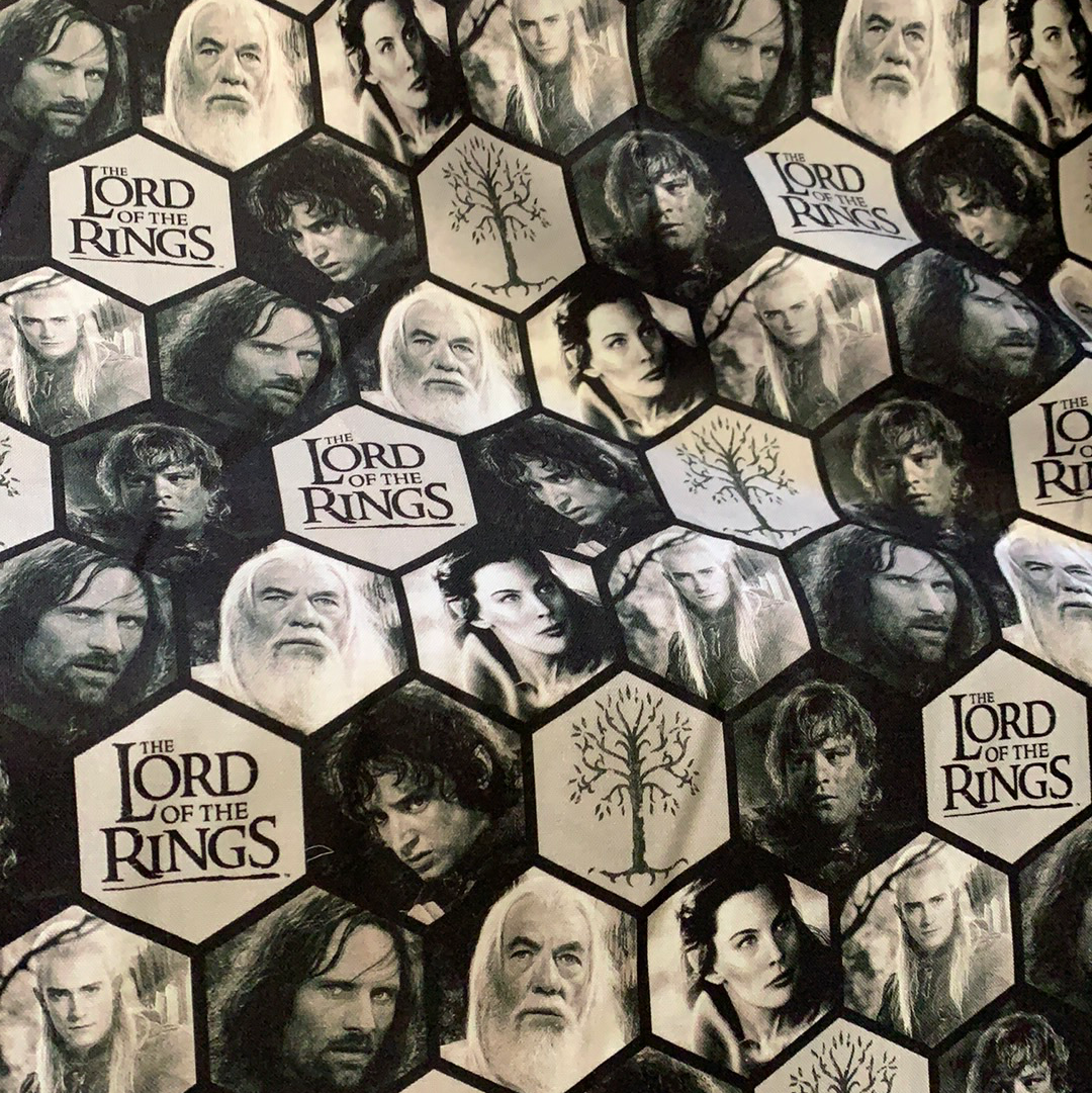 Lord Of The Rings Fabric - Characters In Hexagons LFE10