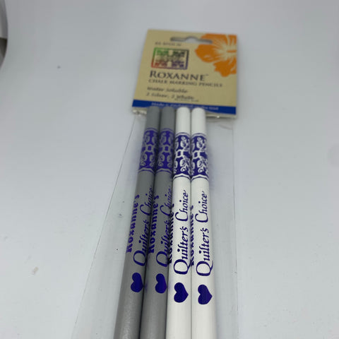 CopyWhite/Silver Chalk Marking Pencils x4 Roxanne Quilters Choice