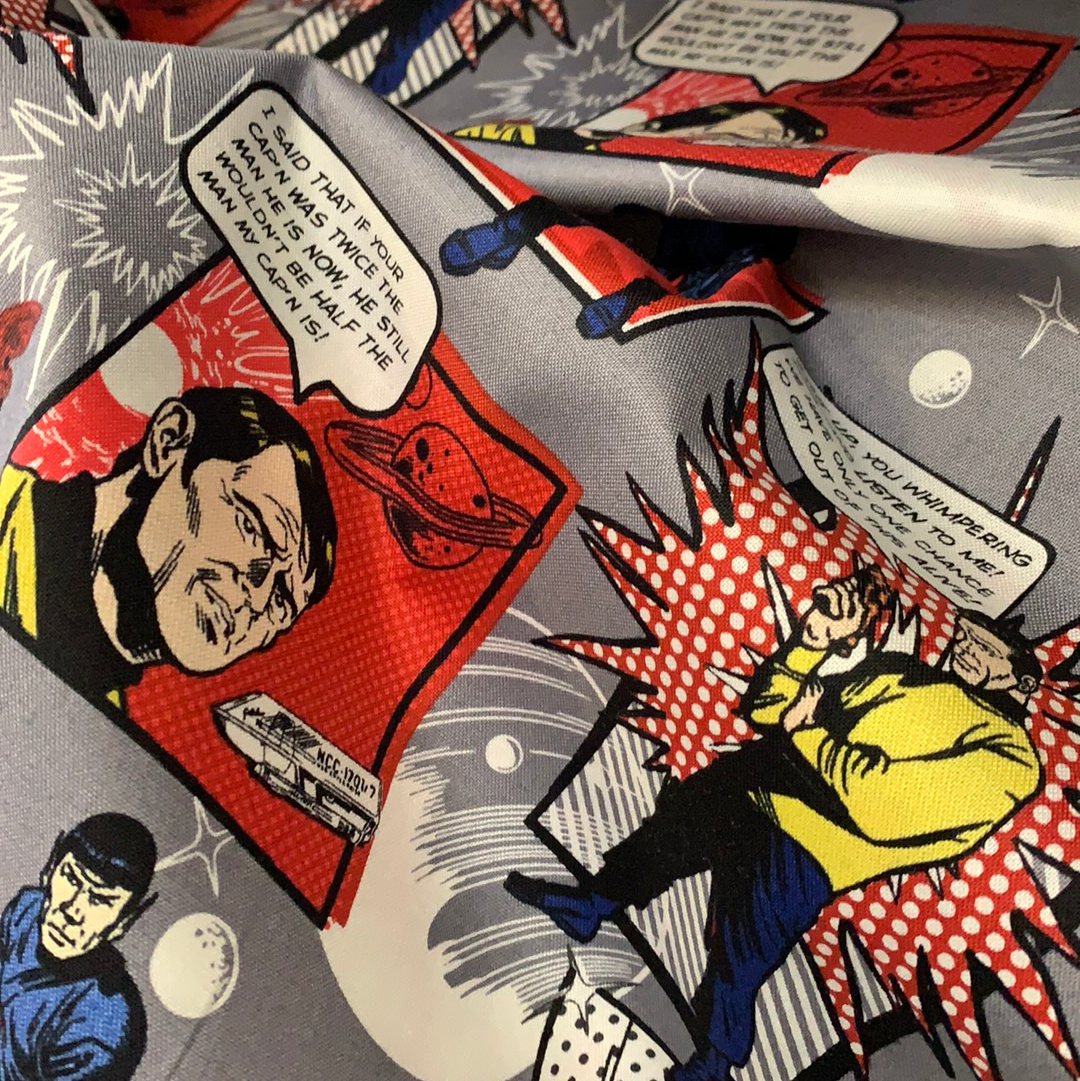 Star Trek Fabric - Comic On Grey LFD03