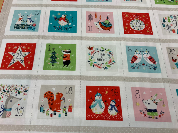 XP028 Forrest Friends Advent Christmas Panel Ali Brooke from Makower Fabric