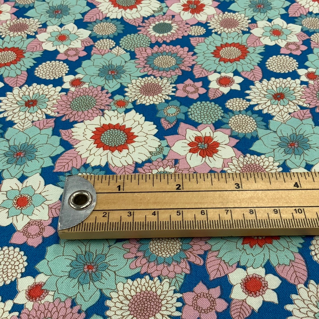 Tilda Fabric Lemontree Collection- Boogie Flower-Blue- per 50cm Tilda 011