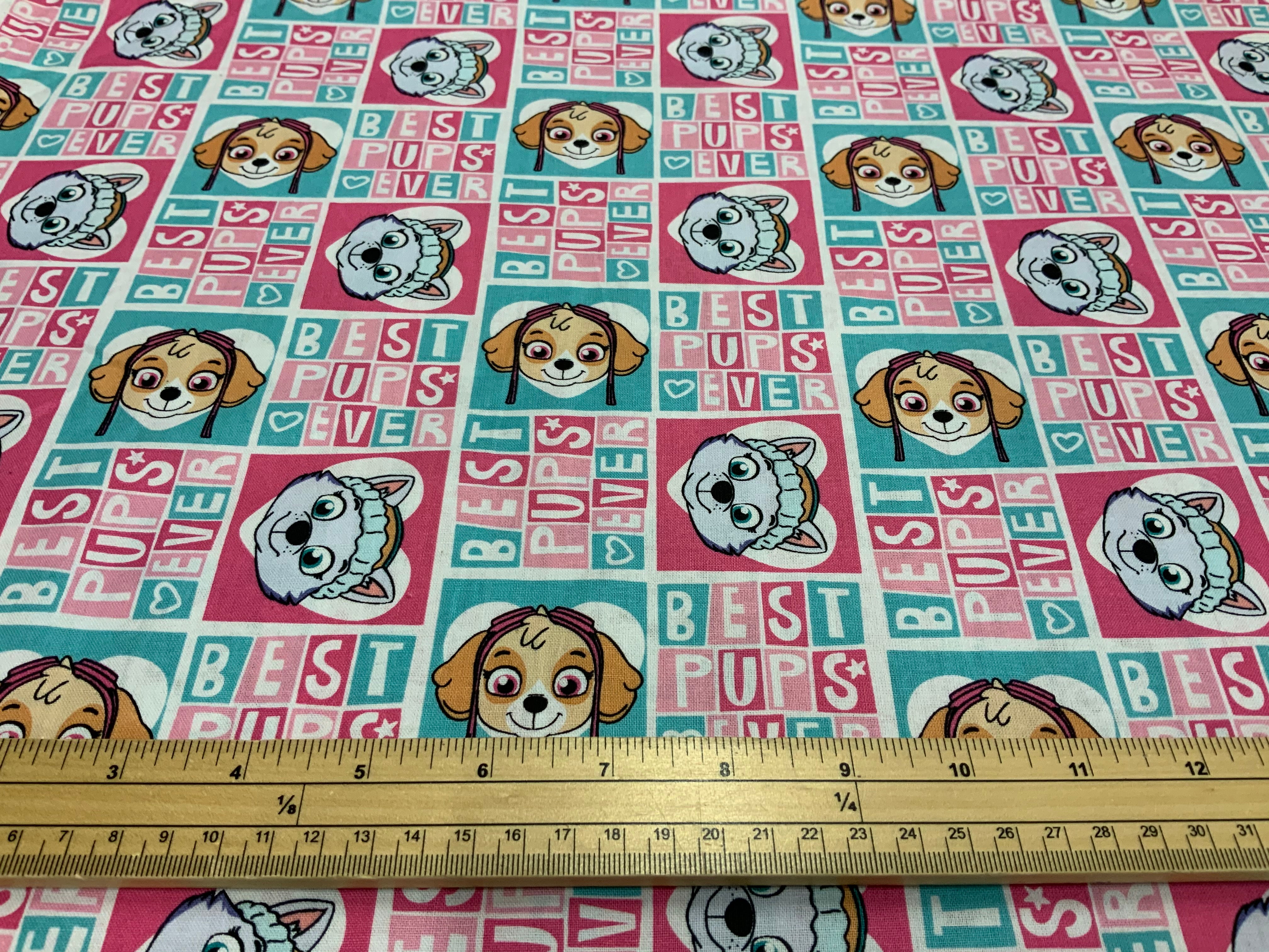 Paw Patrol Fabric - Best Pups Ever Squares LFF03 - 1/2 Metre