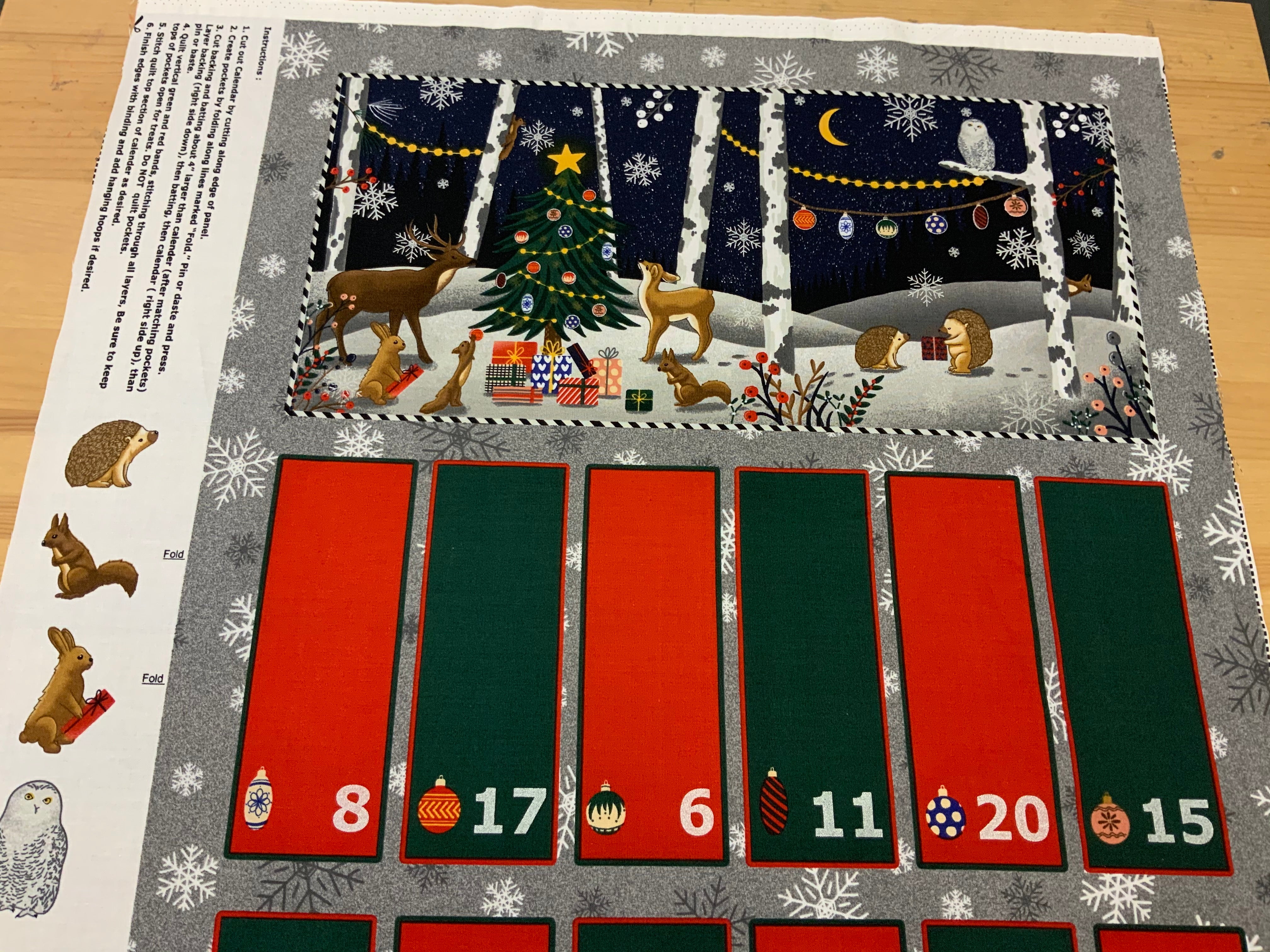 XP043- Christmas woodland scene Advent Panel - Littondale