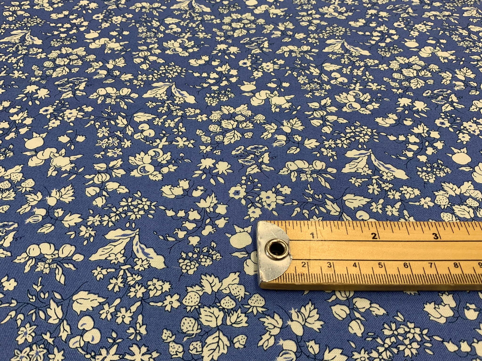 Liberty Fabric Fruit Silhouette Blue  - 1/2 metre