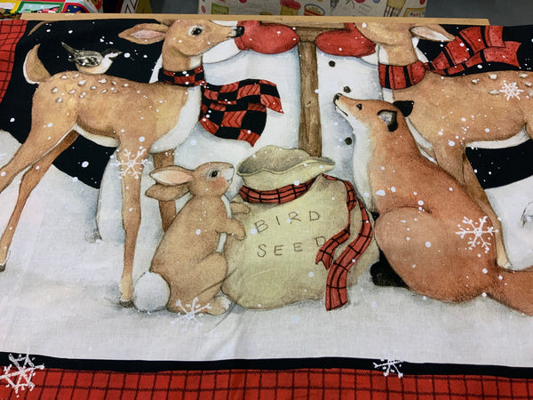 XP038 Red and Black Snowman. winter quilt blocks Christmas Panel Moda
