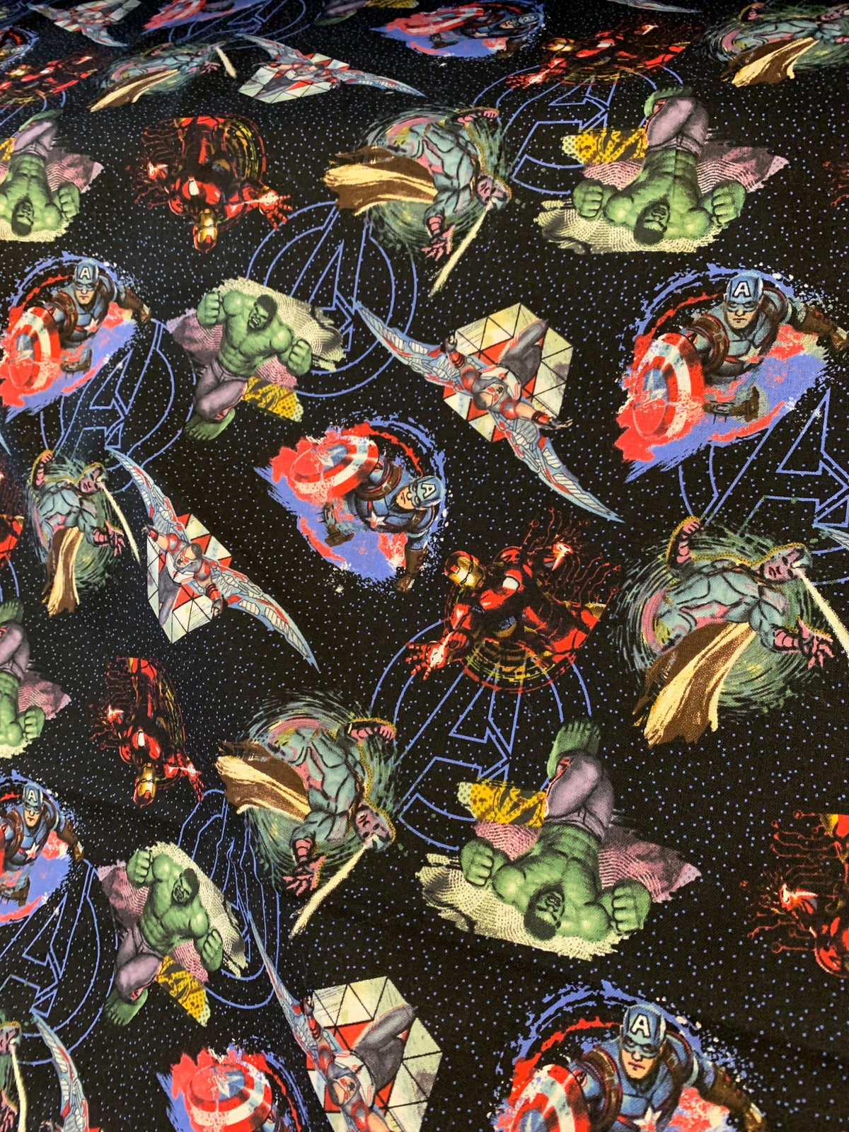 Superhero Fabric - Characters On Black LFB19