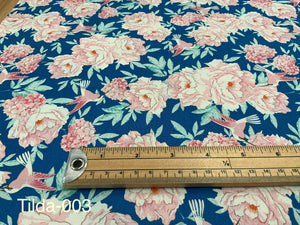 Tilda Fabric Lemontree Collection- Hummingbird Blue  per 50cm Tilda 003