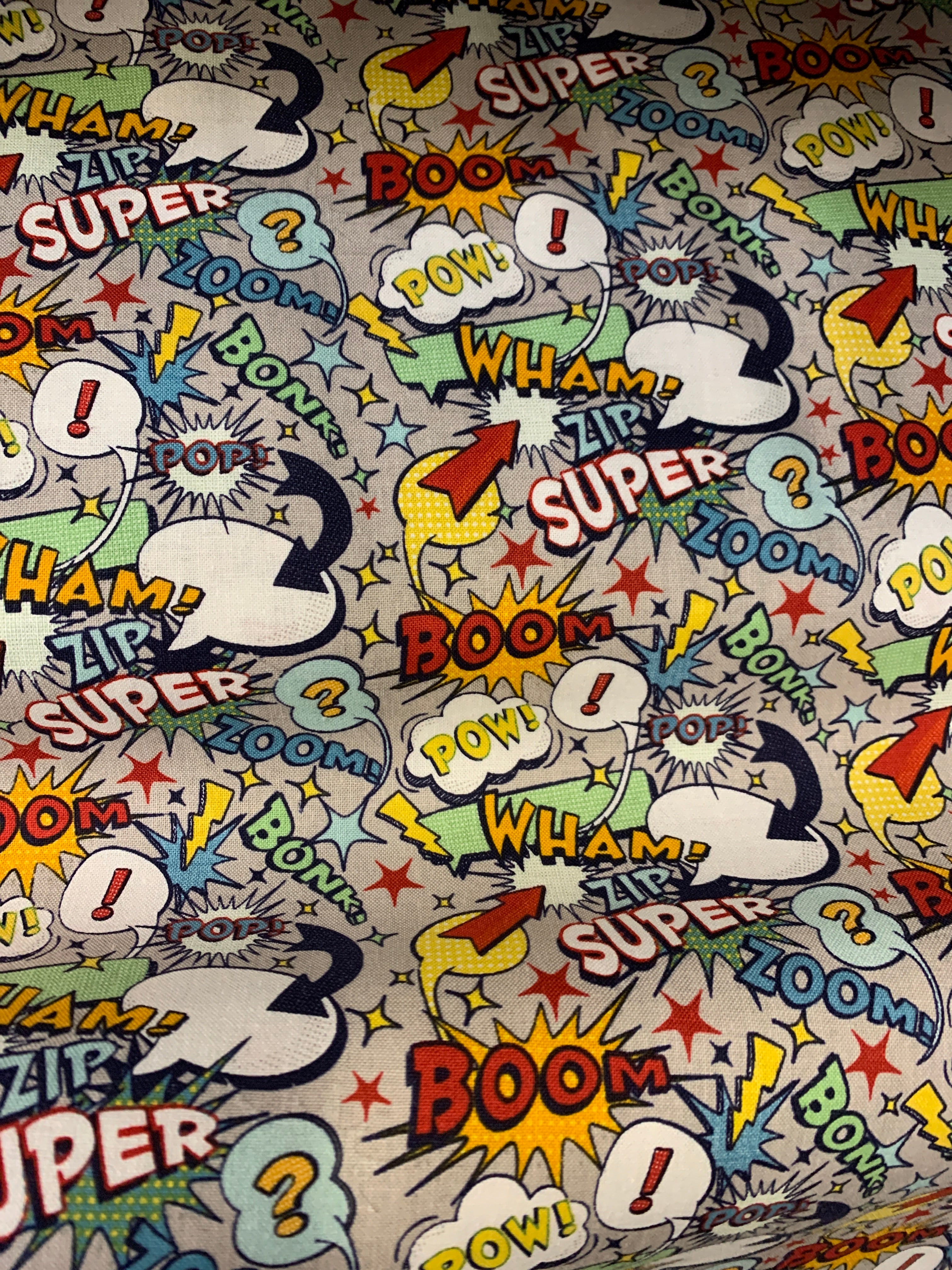 Comic Book Fabric - Novelty On Grey LFC02 - 1/2 Metre