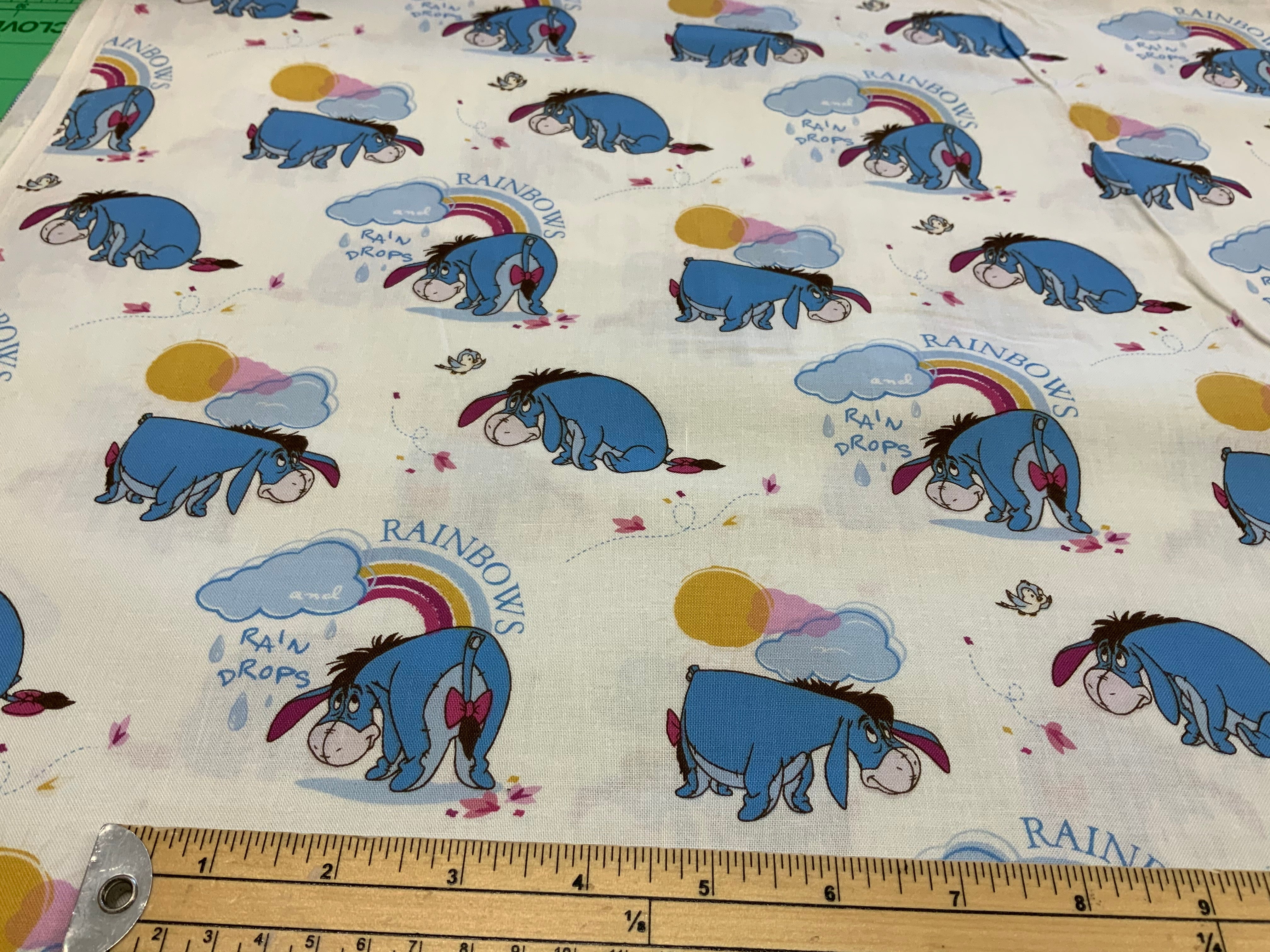 Eeyore- Rainbows and Raindrops- 100% Cotton Fabric -LFI14