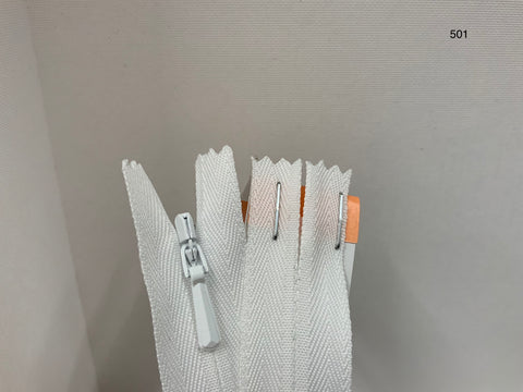 YKK Concealed Zipper / Invisible Zipper 16 inch 41cm White (501) ZS2\B1