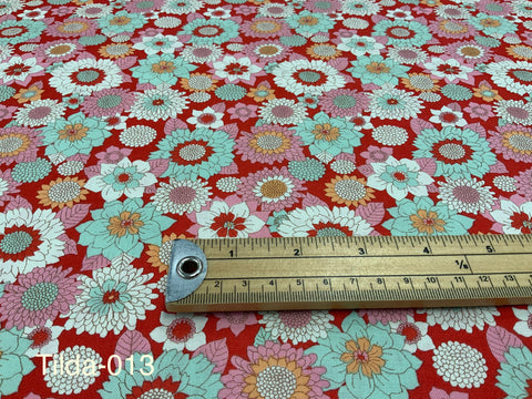 Tilda Fabric Lemontree Collection- Boogie Flower-Red - per 50cm Tilda 012