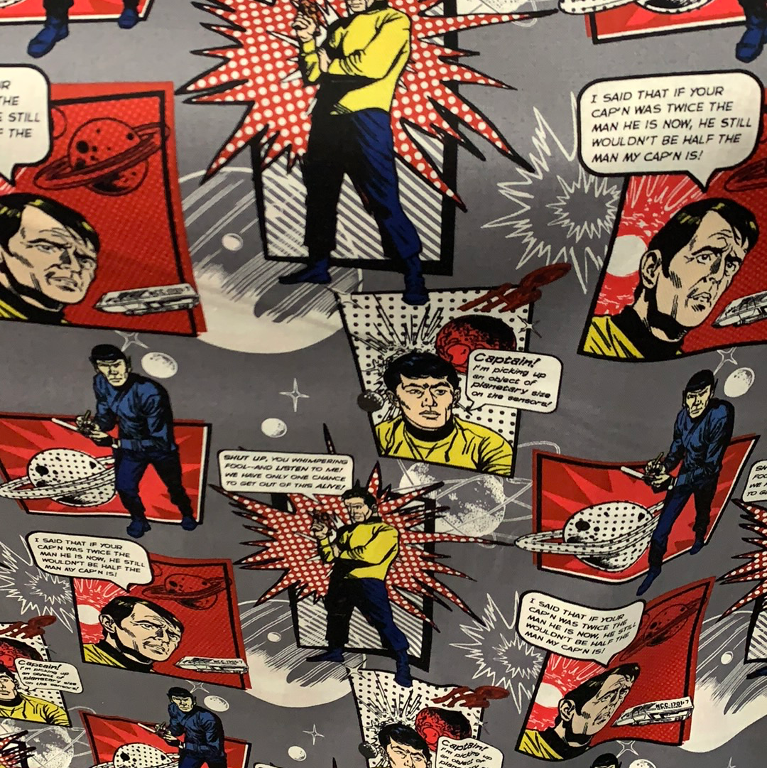 Star Trek Fabric - Comic On Grey LFD03
