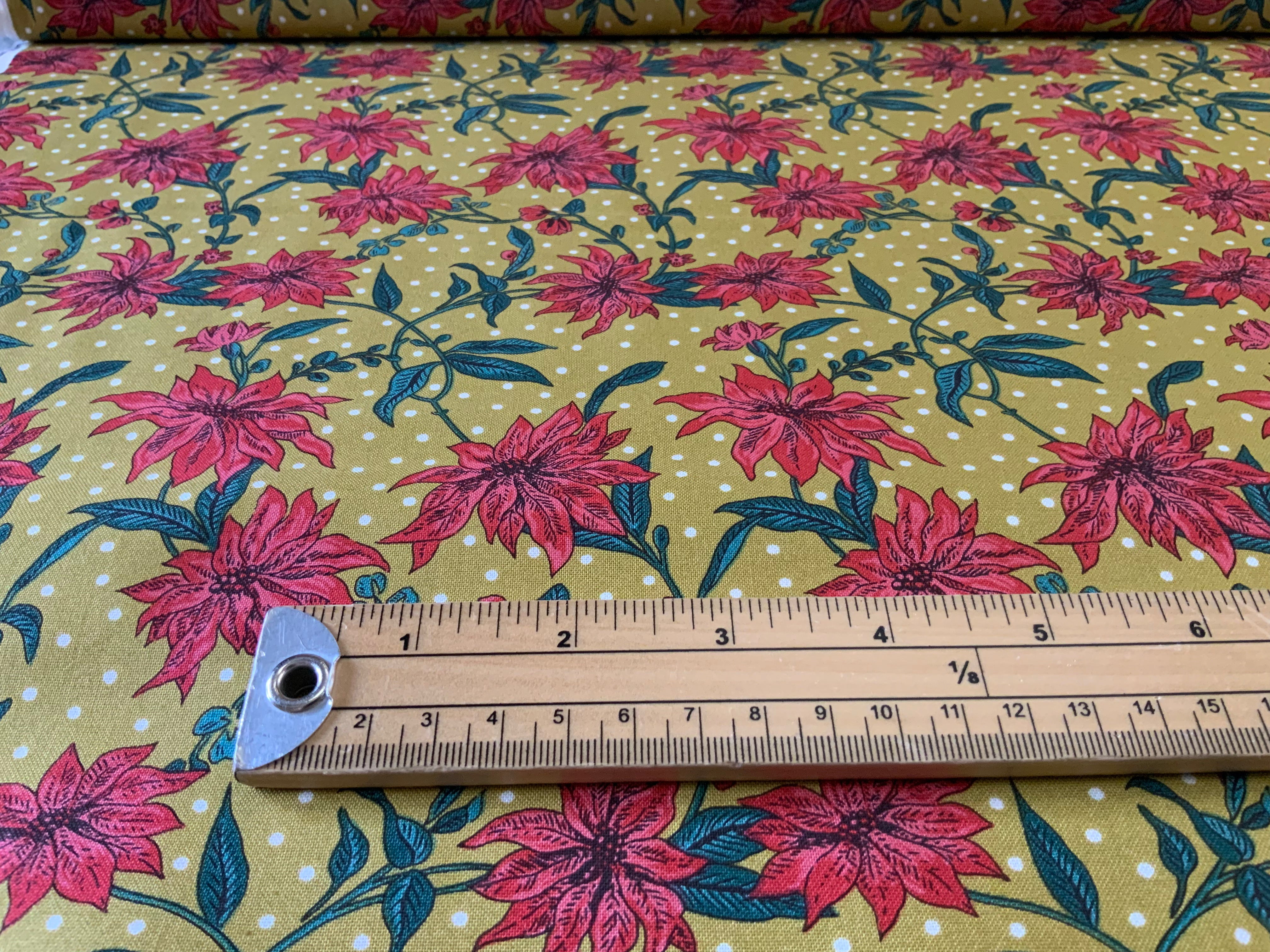 X118 Seasons Greetings - Poinsettia | Liberty - 1/2 metre