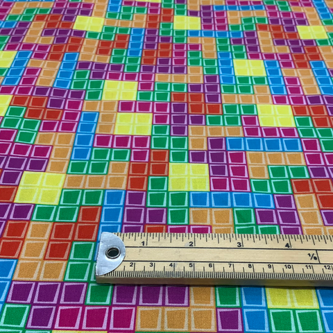 Tetris - Multi - 100% Cotton Fabric - LFG25