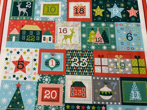 XP027 2105 Merry Advent Christmas Panel from Makower Fabric