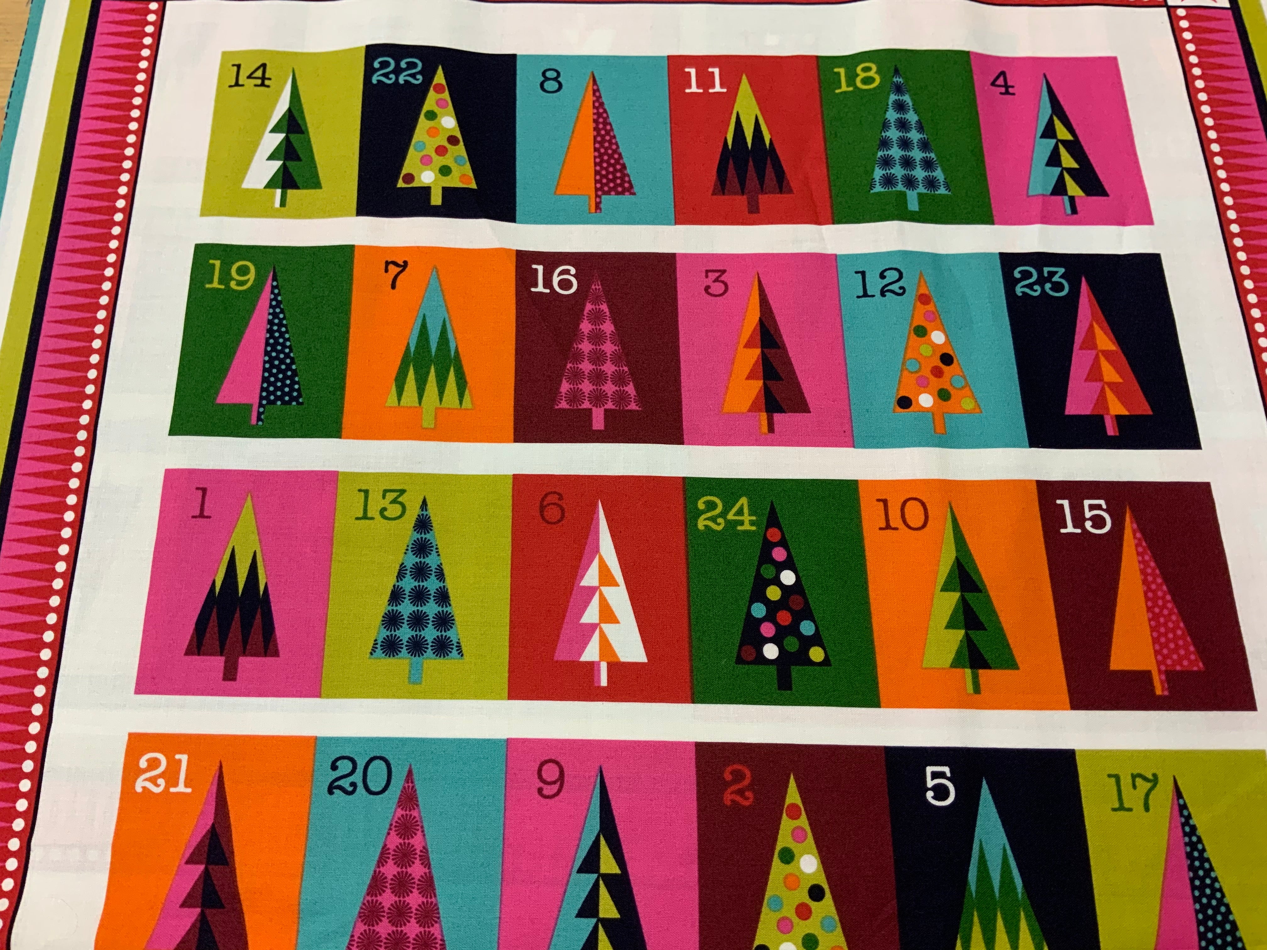 XP025 Wrap it up Advent Christmas Panel from Makower Fabric
