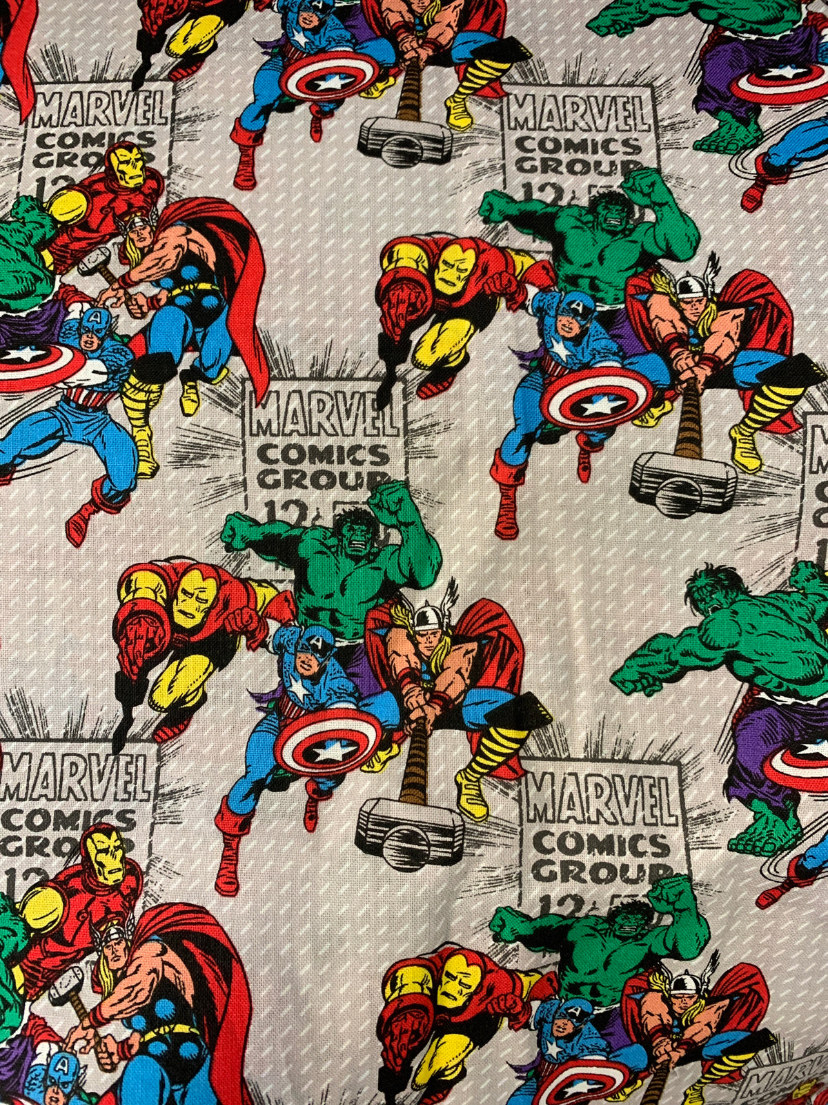 Superhero Fabric - Characters On Grey LFC14