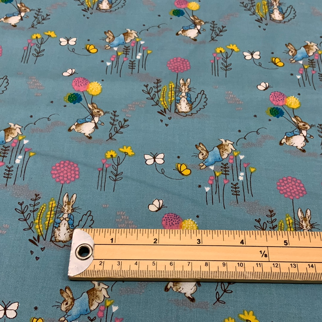 Peter Rabbit - Blue Dandelion  - 100% Cotton Fabric - LFI01