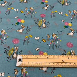 Peter Rabbit - Blue Dandelion  - 100% Cotton Fabric - LFI01