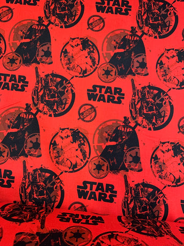 Star Wars Fabric - Darth Vader and Trooper On Red LFB08