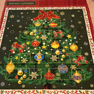 XP012 Christmas advent Panel Red green metallic from Fabri-Quilt