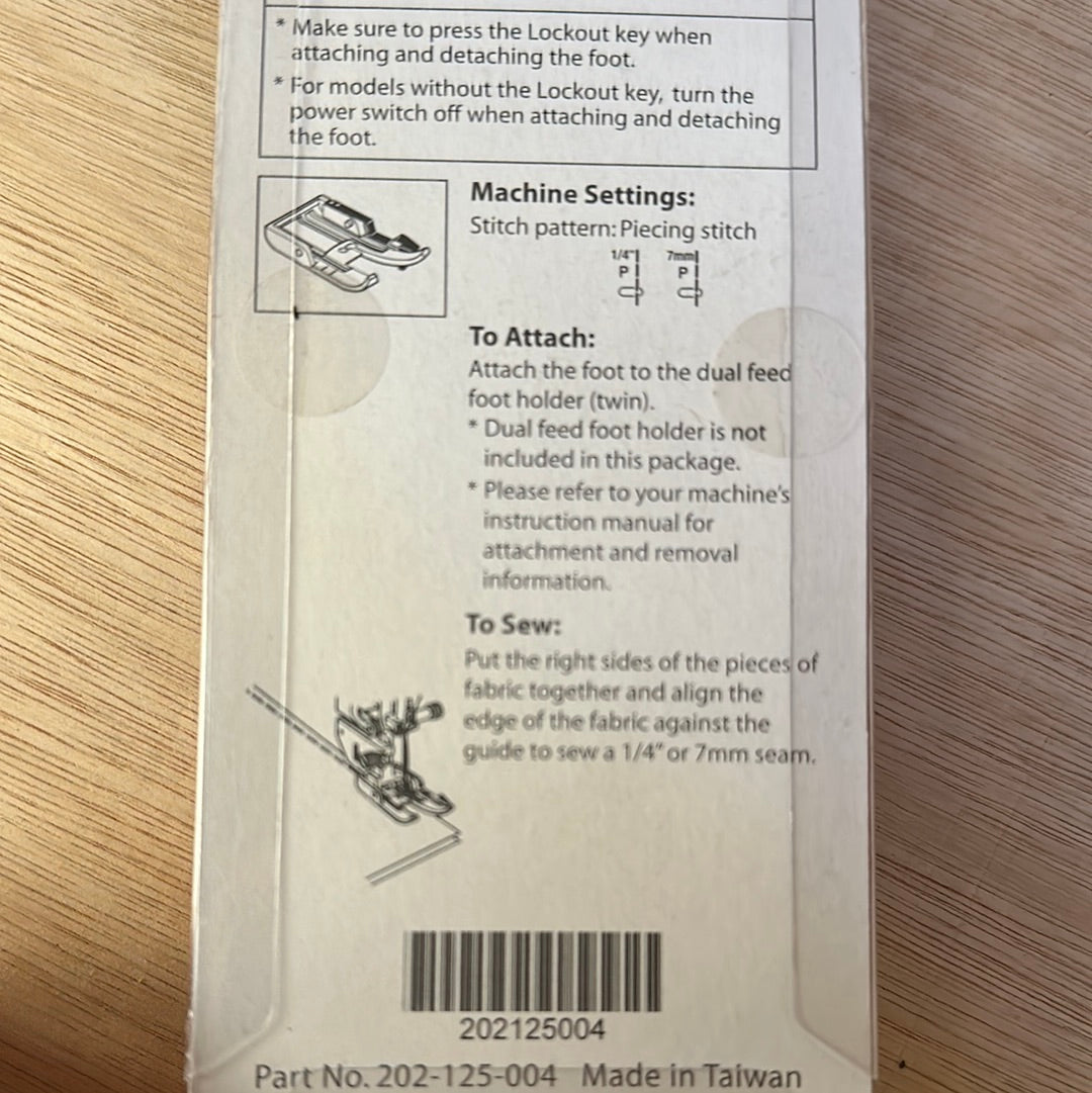 Janome Acufeed Quilt Piecing Foot (Twin)
