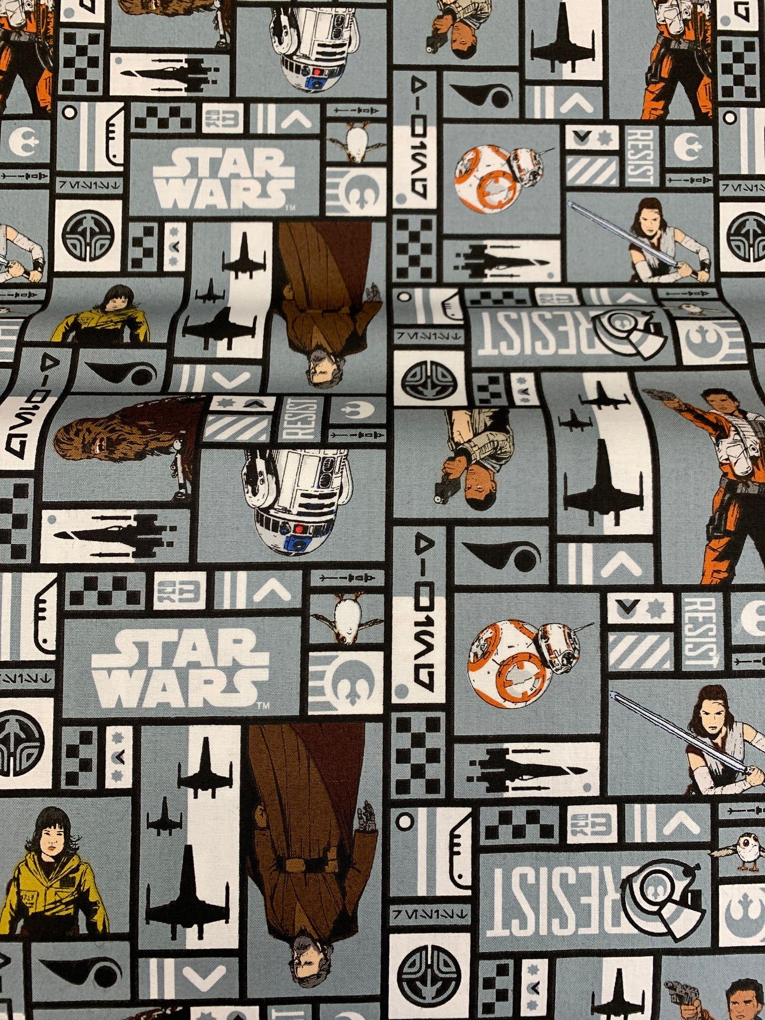 Star Wars Fabric - Panels On Light Grey LFA12