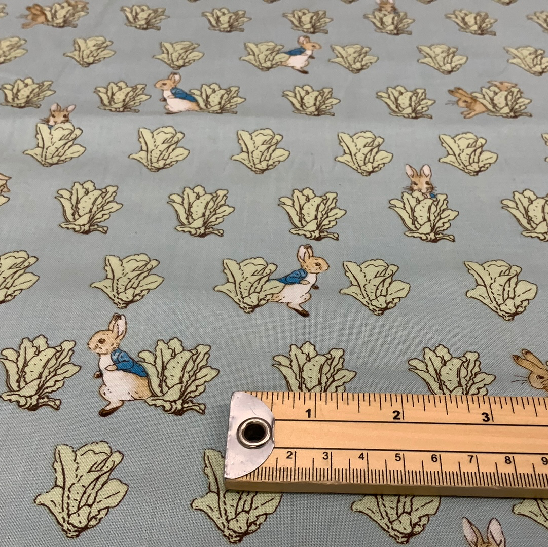 Peter Rabbit - Blue Lettuce - 100% Cotton Fabric - LFI04