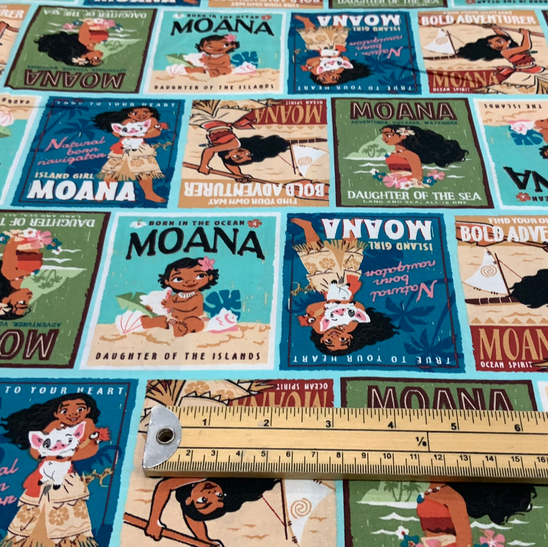 Moana -Badges- 100% Cotton Fabric - LFH08 - 1/2 Metre