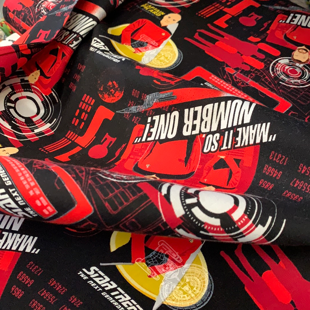 Star Trek Fabric - Captain Picard Red & Black LFD02