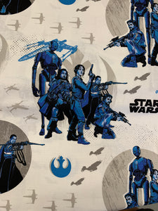 Star Wars Fabric - Characters Blue White Fabric LFA08