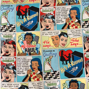 Comic Book Fabric - I'd Rather Be Quilting LFE01