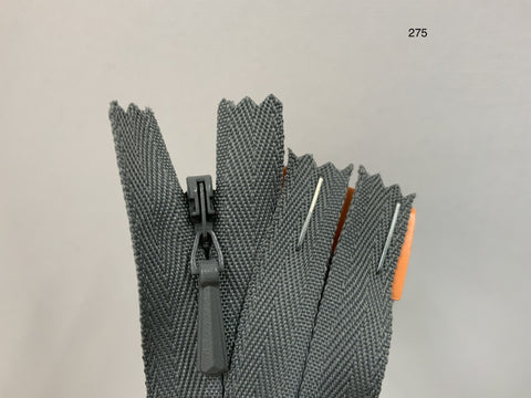 YKK Concealed / Invisible Zipper 9 inch 23cm Grey (275) ZS3\Y2