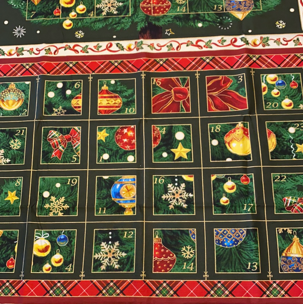 XP012 Christmas advent Panel Red green metallic from Fabri-Quilt