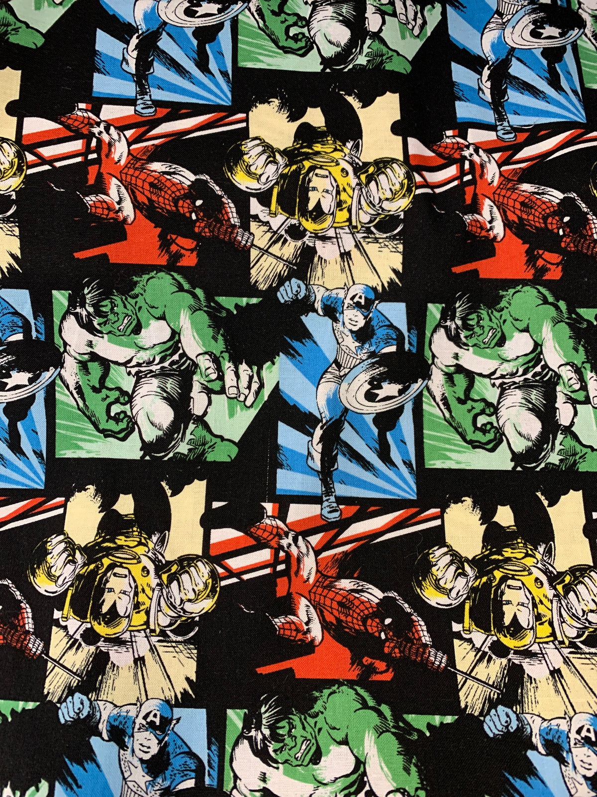 Superhero Fabric - Characters On Black LFC04